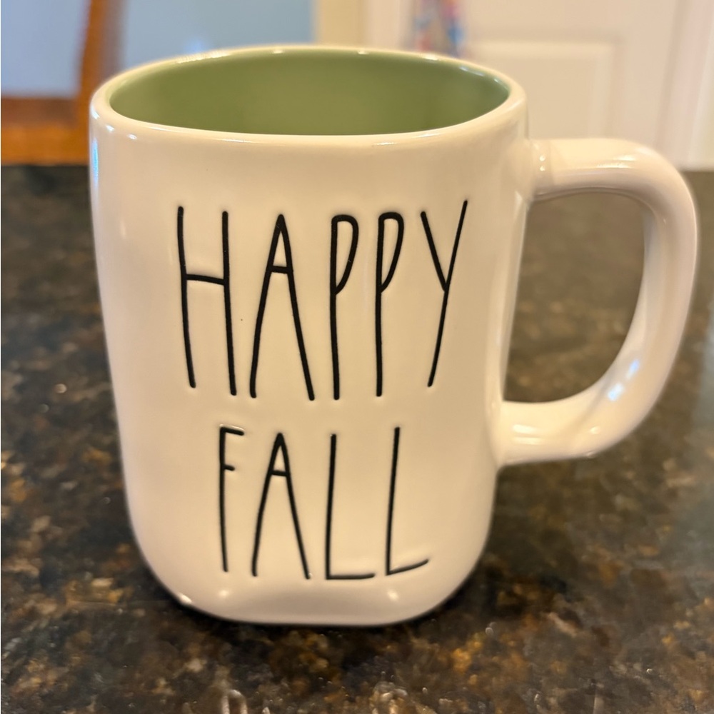 Rae Dunn Happy Fall Ceramic Mug - White and Green